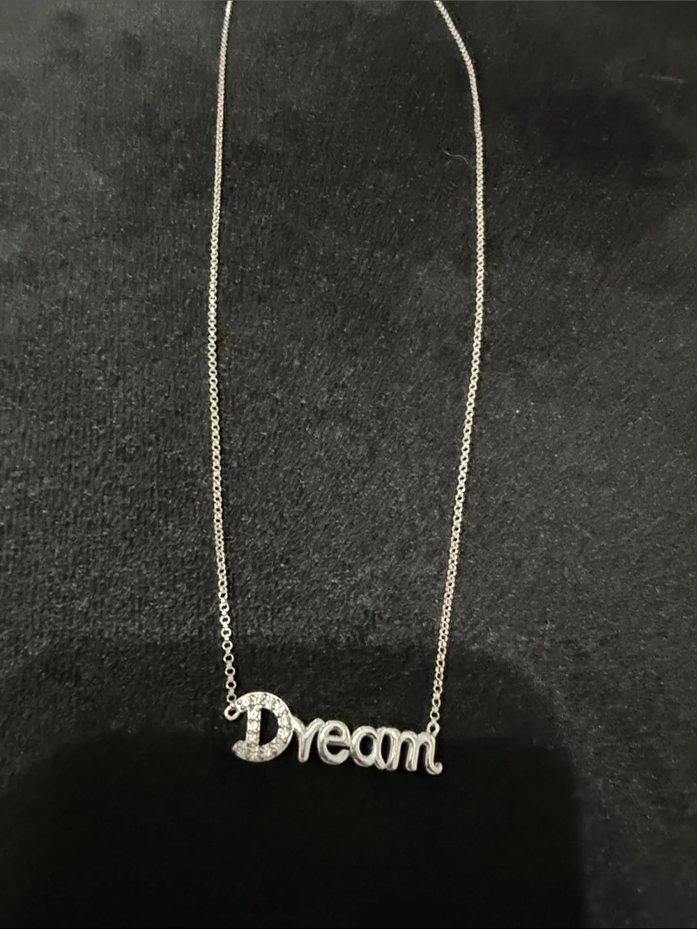 Sterling Silver 'Dream' Script Necklace with Sparkling Accents